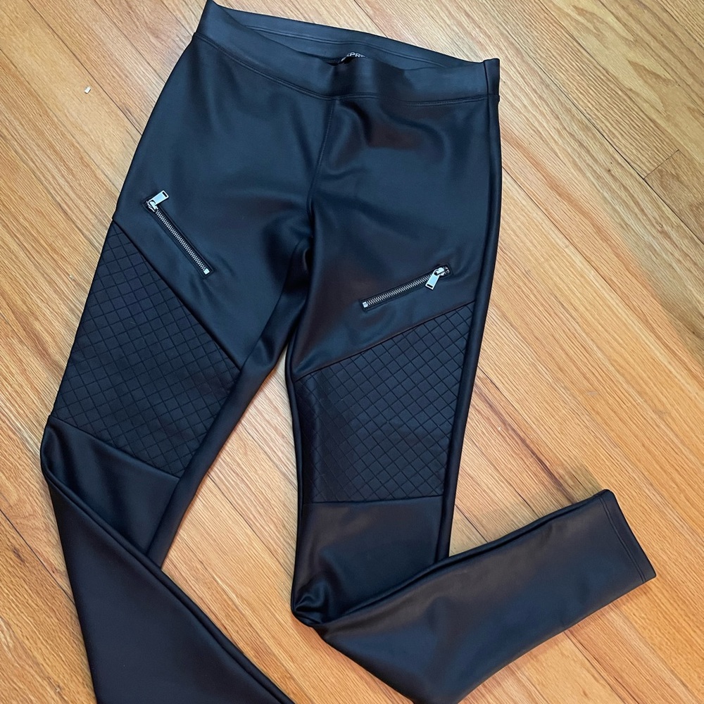 Faux leather moto leggings